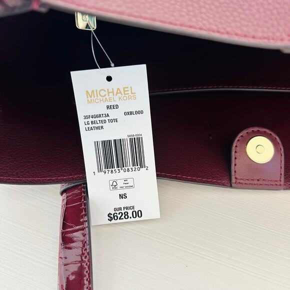 Michael Kors Purse Reed Large Logo Tote Bag Oxblood MK - Picture 8 of 9